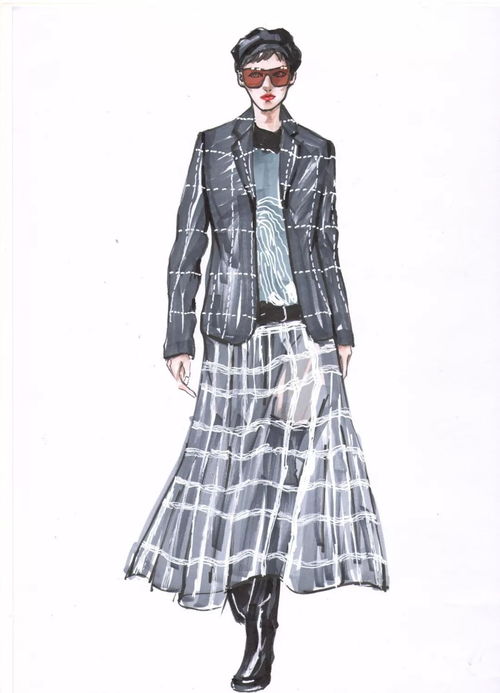 手绘典藏 17个代表性女装单品黑白线稿款式图